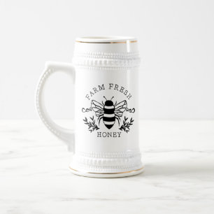 Caneca De Cerveja Mel Apícola Botânico Vintage Design de Abelha