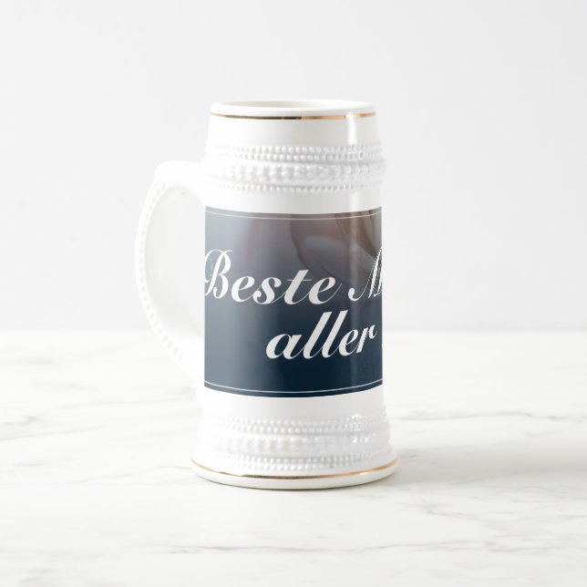 Caneca De Cerveja Melhor mãe de todos os tempos com grande rosa rosa (Frente Esquerda)
