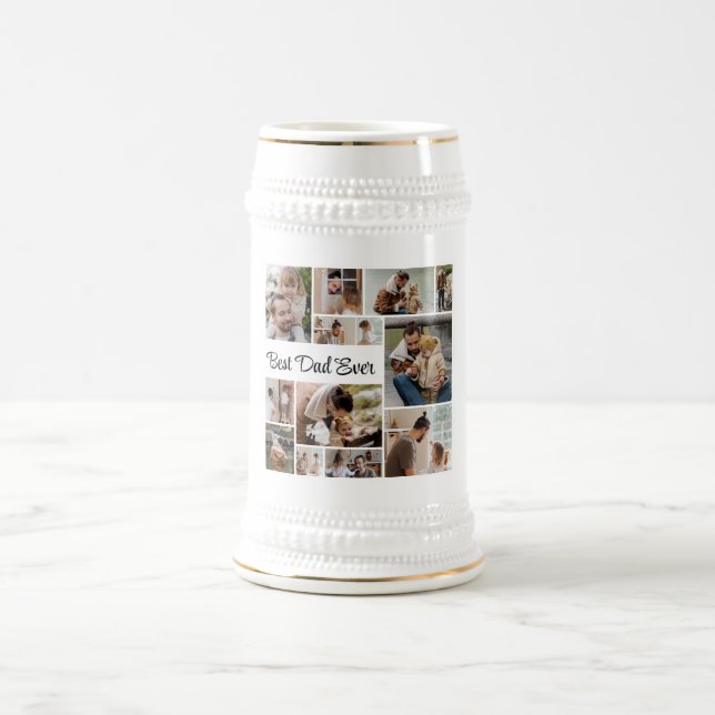 Caneca De Cerveja Melhor Pai De Colagem De Fotos De 12 (Centro)