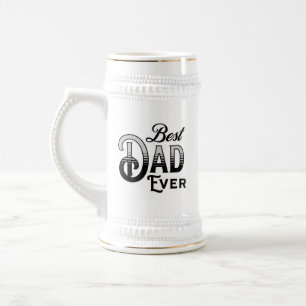 Caneca De Cerveja Melhor Pai Nunca   Texto da Vintage em Preto e Bra