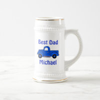 Melhor Papai Caminhão Azul Pintado à Mão Vintage B