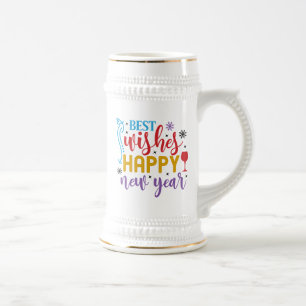 Caneca De Cerveja Melhores Desejos Feliz Ano Novo Design-80967