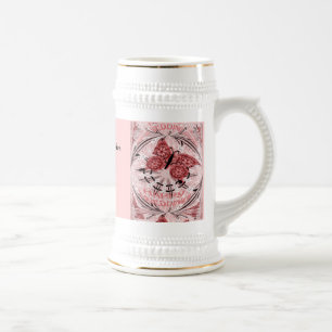 Caneca De Cerveja Memórias do casamento; Rosa empoeirado da
