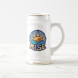 Caneca De Cerveja Mensagem de Uplifing do Ouro Sun Rise ~