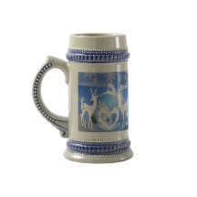 Merry Christmas Reindeer Blue Pristine Snowflakes