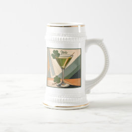 Caneca De Cerveja Mid Century Modern Art Shamrock Martini Sláinte! 