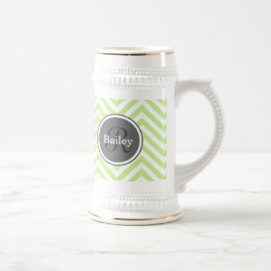 Caneca De Cerveja Mint Green Chevron Monograma