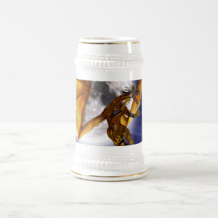 Caneca De Cerveja Mito Fantástico do Dragão Dourado Céu Roxo