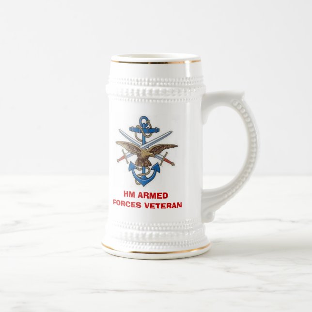 CANECA DE CERVEJA MOD10, VETERANO DO HM FORÇAS ARMADAS (Direita)