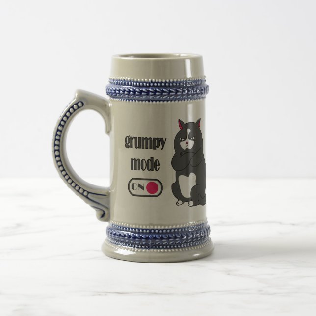 Caneca De Cerveja Modo rabugento em gato gordo engraçado (Esquerda)