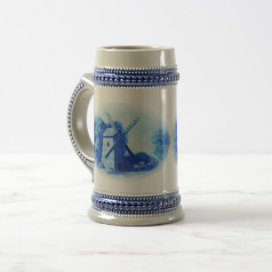 Caneca De Cerveja Moinho de vento azul de delft, cavalo azul de