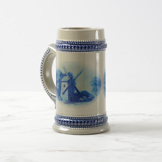 Caneca De Cerveja Moinho de vento azul de delft, cavalo azul de (Frente Esquerda)