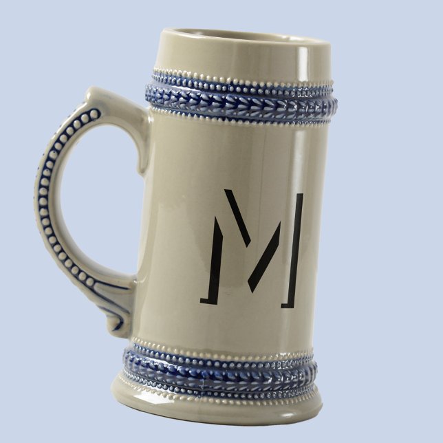 Caneca De Cerveja Monograma Simples Sombra inicial personalizada (Monogram initial drop shadow personalized beer stein )