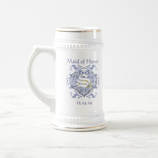Caneca De Cerveja Monograma Wedding Vow Heart (Esquerda)