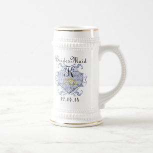 Caneca De Cerveja Monograma Wedding Vow Heart