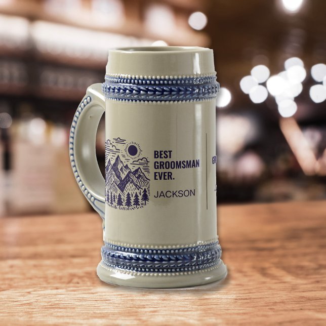 Caneca De Cerveja Montanhas Modernas Rústicas Groomsman Personalizad (Best Groomsman Ever Custom Stein )