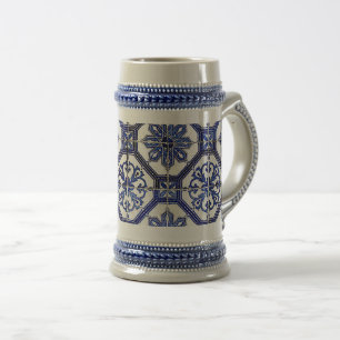 Caneca De Cerveja “Mosaico Azul Marinho” 