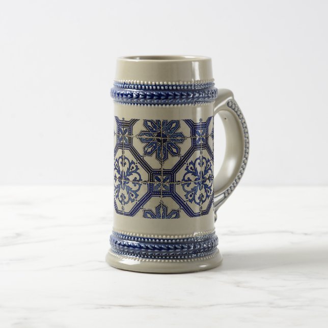 Caneca De Cerveja “Mosaico Azul Marinho”  (Frente Esquerda)