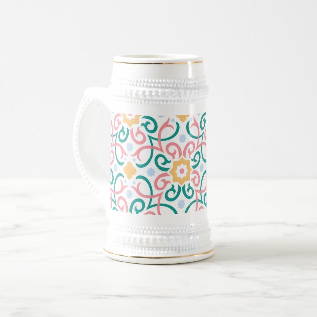 Caneca De Cerveja Mosaico/pastel/primavera (Frente Esquerda)