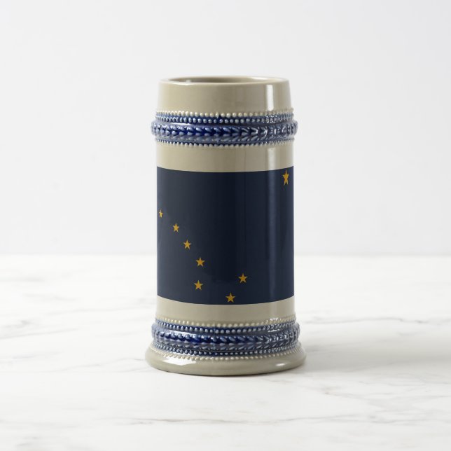 Caneca De Cerveja Mug com bandeira do Estado do Alasca - EUA (Centro)