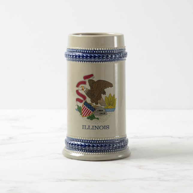 Caneca De Cerveja Mug com Bandeira do Estado do Illinois - EUA (Centro)