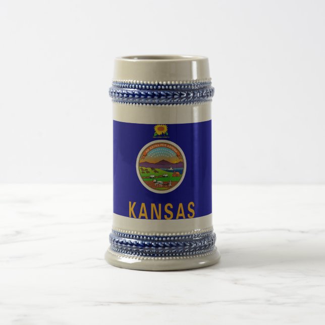 Caneca De Cerveja Mug com bandeira do Estado do Kansas - EUA (Centro)