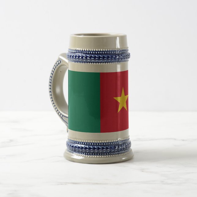 Caneca De Cerveja Mug com bandeira dos Camarões (Frente Esquerda)
