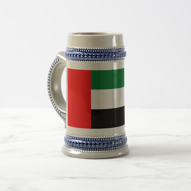 Caneca De Cerveja Mug com bandeira dos Emirados Árabes Unidos (Frente Esquerda)