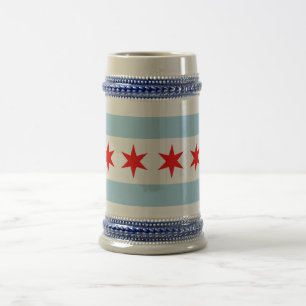 Caneca De Cerveja Mug with Flag of Chicago, Estado do Illinois - EUA