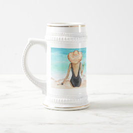 Caneca De Cerveja mulher na praia