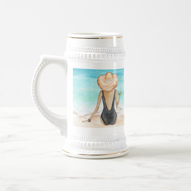 Caneca De Cerveja mulher na praia (Esquerda)
