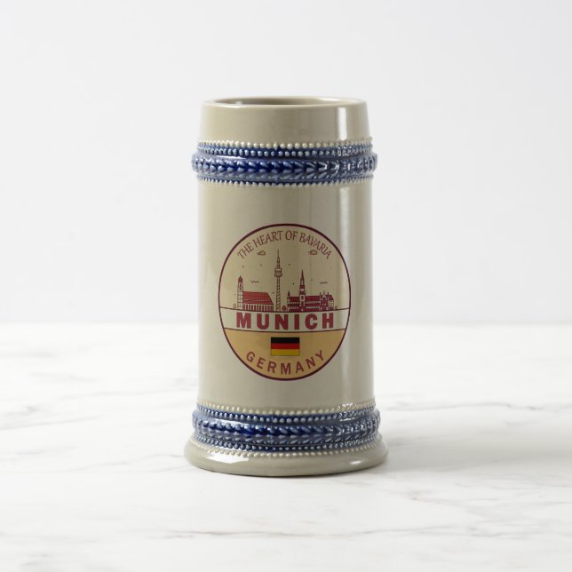 Caneca De Cerveja Munich Germany City Skyline Emblem (Centro)