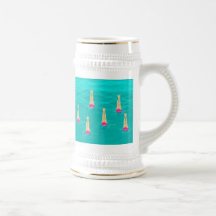 Caneca De Cerveja Nadadores Artísticos - Nadando Sob Água Branca