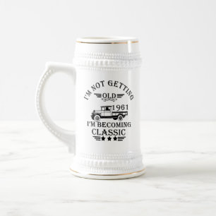 Caneca De Cerveja Nascido em 1961 presente de aniversário vintage pr