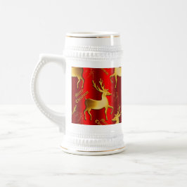 Caneca De Cerveja Natal Colorido, Vermelho e Dourado