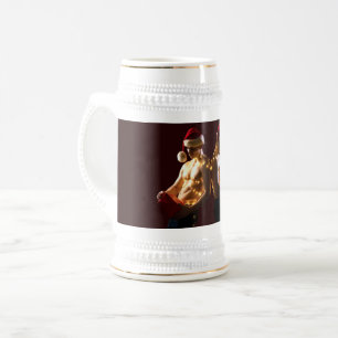 Caneca De Cerveja Natal de SlipperyJoe de homens sem camisa costas c