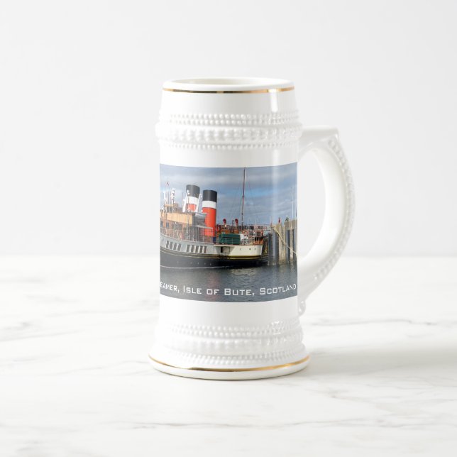 Caneca De Cerveja Navio a vapor Waverley Paddle, Rothesay, Escócia (Frente Esquerda)