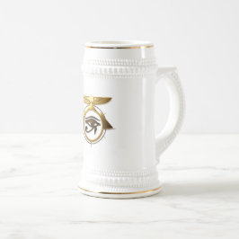 Caneca De Cerveja NeoAnkh 3D Golden Eye of Horus & Winged Sun Disk