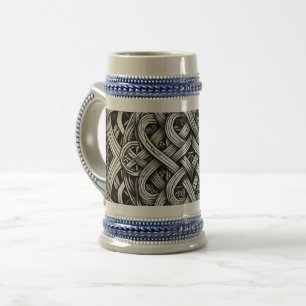 Caneca De Cerveja Nó celtico detalhado preto e branco 0001