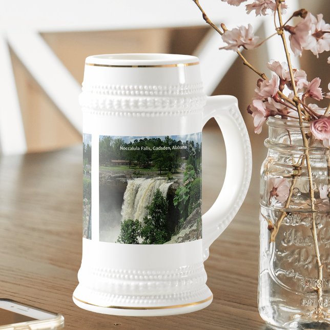 Caneca De Cerveja Noccalula Falls, Gadsden, Alabama EUA, Viagem (Noccalula Falls, Gadsden, Alabama USA Travel Beer Stein)