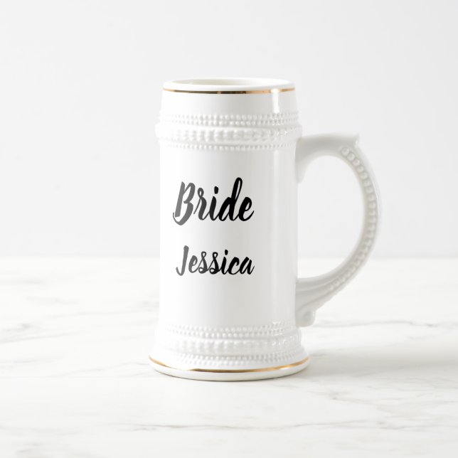 Caneca De Cerveja Noiva Black Elegant Script Gifts Na moda Casamento (Direita)