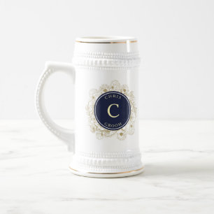 Caneca De Cerveja Noivo Azul Marinho Elegante