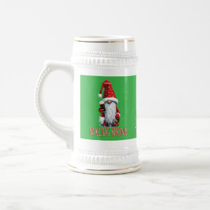 Caneca De Cerveja Nollaig Feliz Gnomo Segurando um Copo de Cerveja S