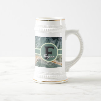 Caneca De Cerveja Nome de Família Monograma Elegante Inicial de Pedr