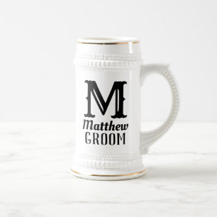 Caneca De Cerveja Nome Masculine Monogrammed Casamentos de Groenlând