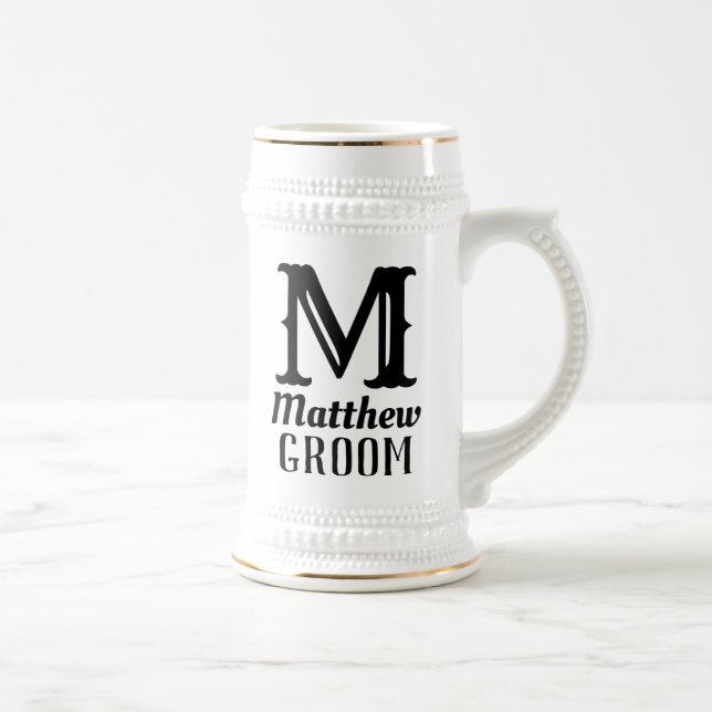 Caneca De Cerveja Nome Masculine Monogrammed Casamentos de Groenlând (Direita)