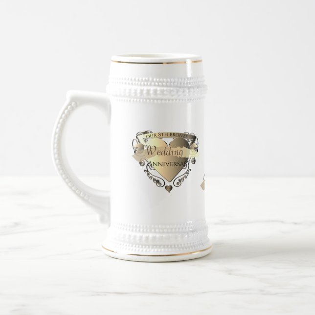 Caneca De Cerveja Nosso 8° aniversário de casamento em Bronze (Esquerda)