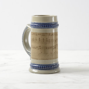 Caneca De Cerveja notas musicais bege vintage