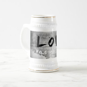 Caneca De Cerveja O amor de SlipperyJoe não tem cor dizendo branco p
