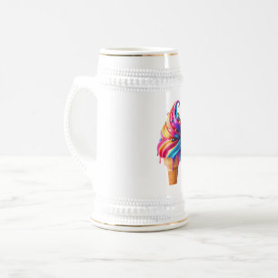 Caneca De Cerveja O clássico vibrante cone de sorvete da SlipperyJoe